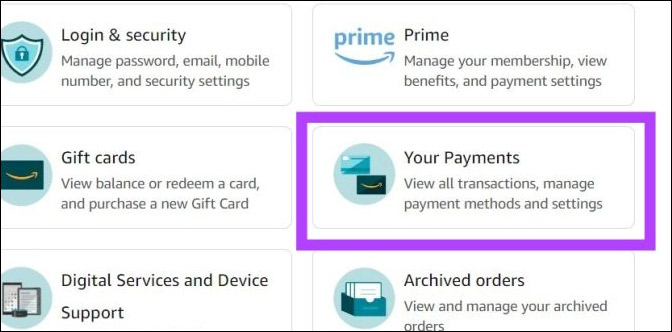 Thẻ thanh toán Amazon online