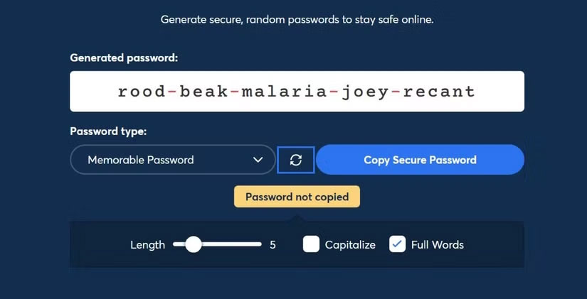 Công cụ tạo cụm mật khẩu 1Password