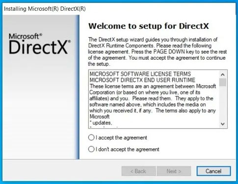 Khởi chạy trình cài đặt DirectX
