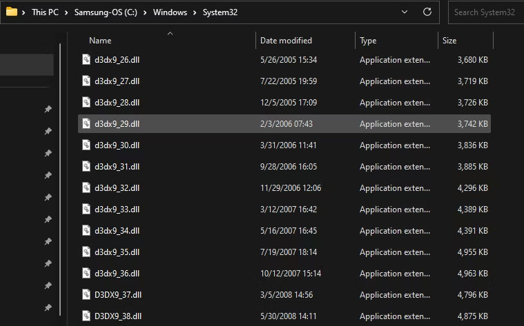 Danh sách file DirectX của Windows 11