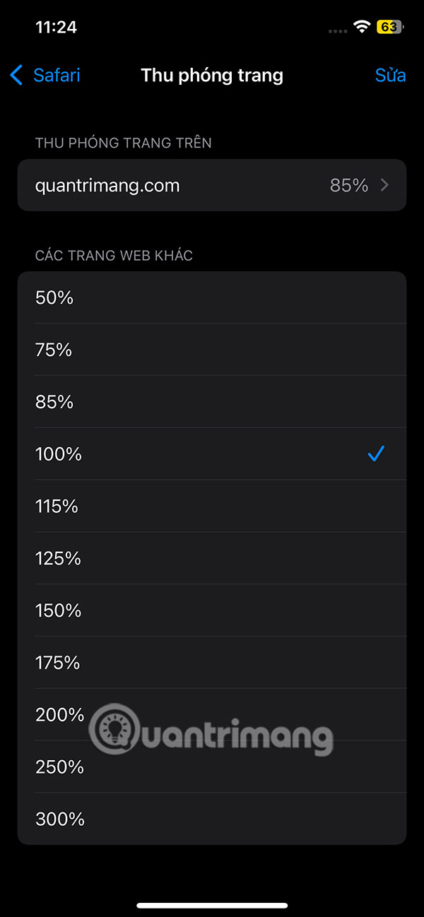 Tùy chỉnh trang web Safari