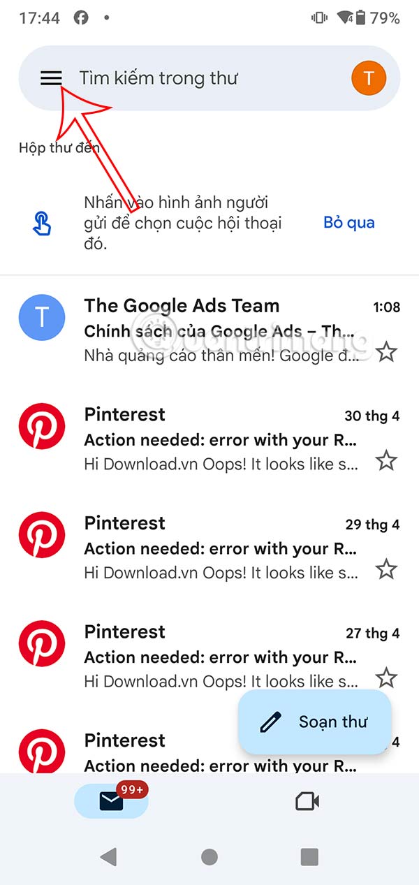 Giao diện Gmail Android