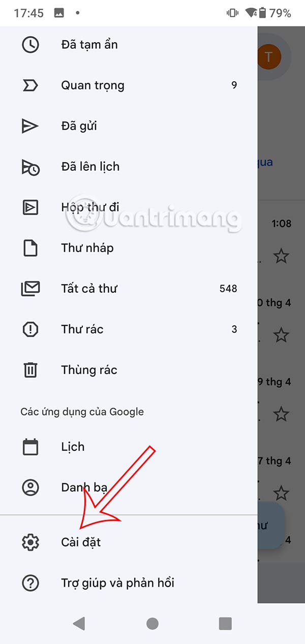 Cài đặt Gmail Android