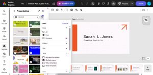 Chọn template để bắt đầu trong Adobe Express