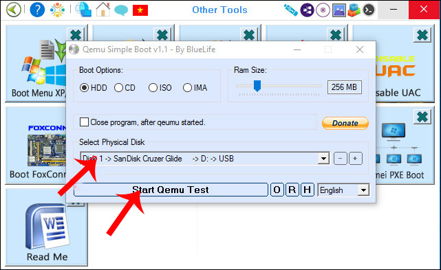 Sử dụng công cụ Qemu kiểm tra