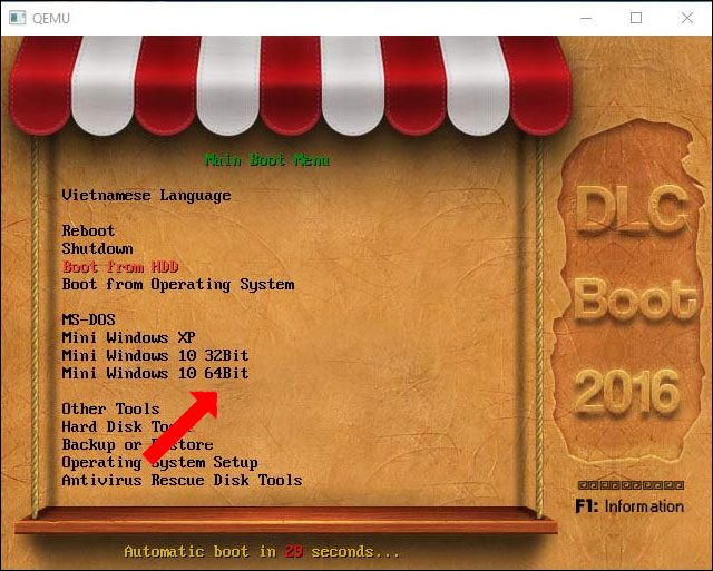 Giao diện USB boot bằng DLC Boot