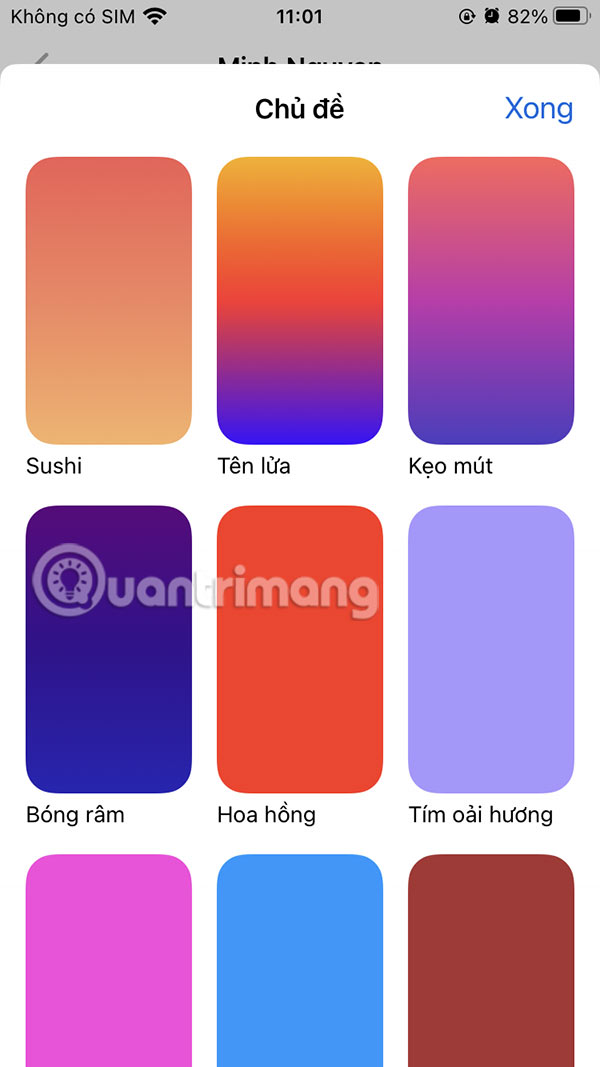 Chọn màu đoạn chat Messenger