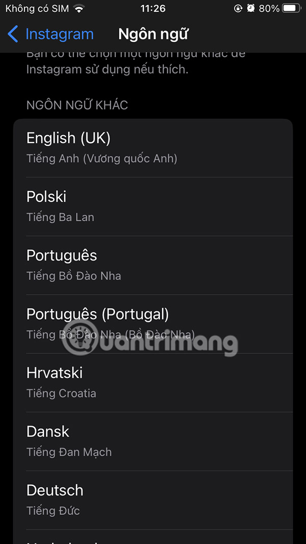 Thay ngôn ngữ mới cho ứng dụng