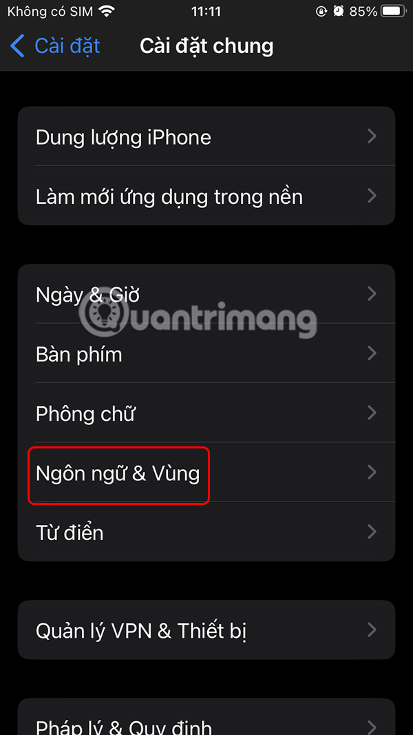 Chỉnh ngôn ngữ iPhone