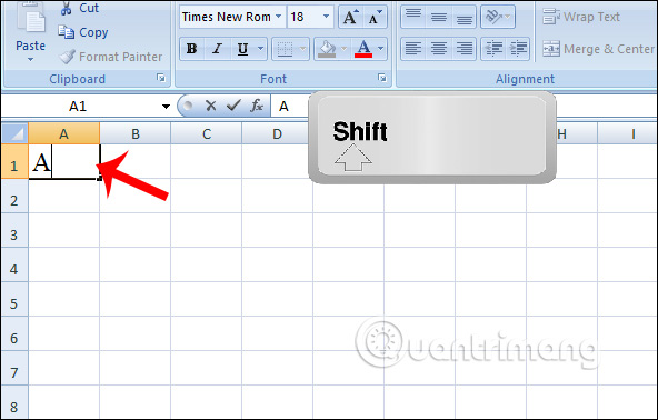 Dùng phím Shift