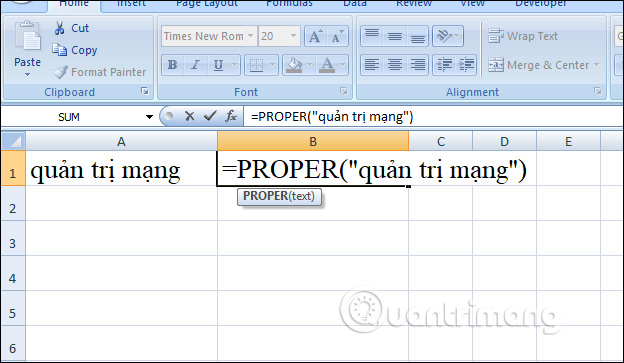 Dùng hàm PROPER