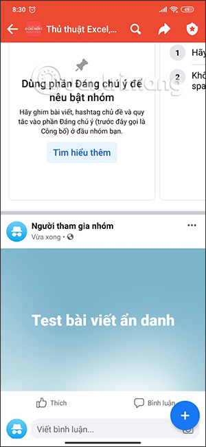 Bài viết ẩn danh nhóm Facebook đã đăng