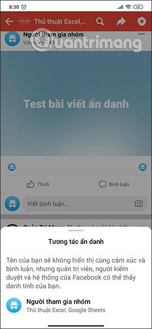 Tương tác bài ẩn danh nhóm