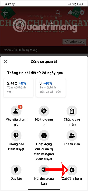 Cài đặt nhóm Facebook