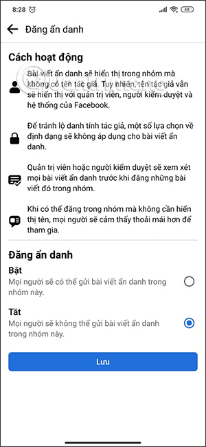 Tính năng đăng ẩn danh Facebook nhóm
