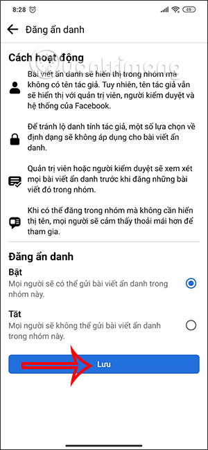 Bật đăng ẩn danh Facebook nhóm