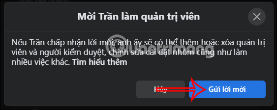 Gửi lời mời làm quản trị viên nhóm Facebook PC