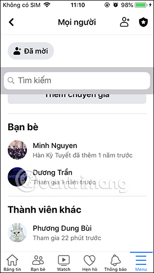 Chọn thành viên nhóm Facebook