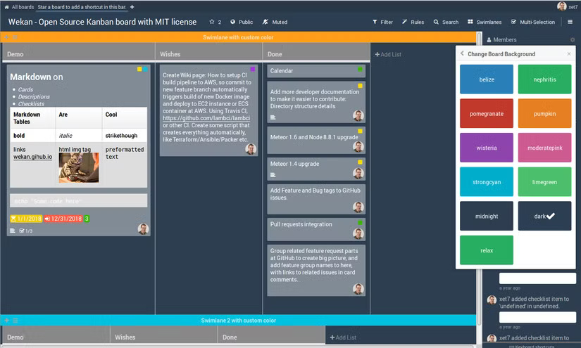 Giao diện WebKan với Kanboard openWeKan
