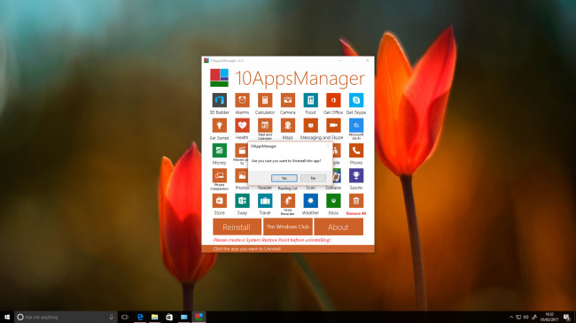 Xóa thư mục đã cài đặt sẵn bằng 10AppsManager