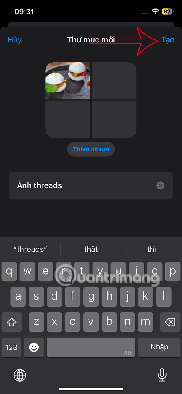 Tạo thư mục ảnh iPhone