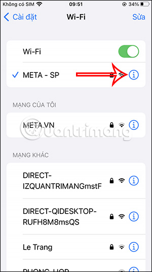 Xem thông tin WiFi iPhone