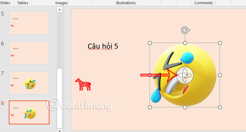 Chọn hướng di chuyển mô hình 3D trong PowerPoint