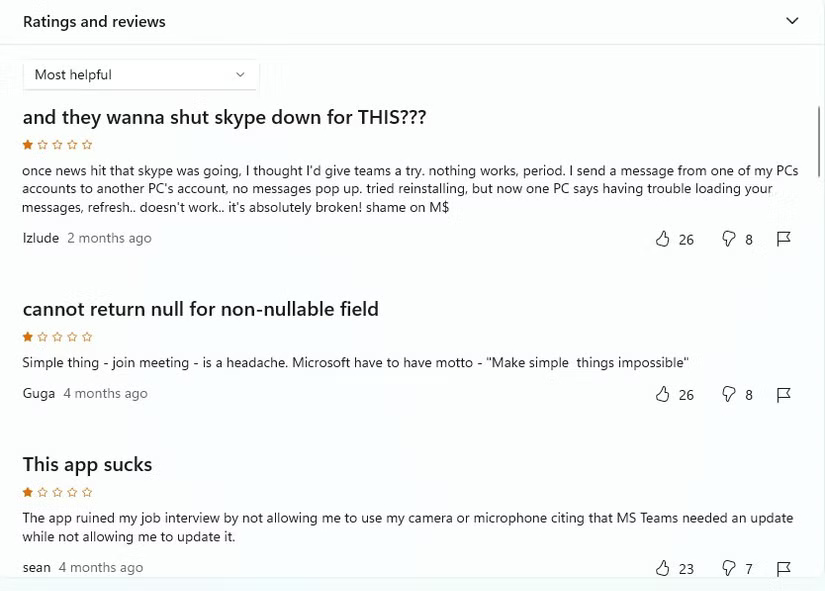 Đánh giá Microsoft Teams trên Microsoft Store