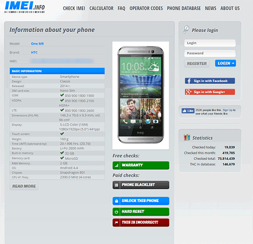 Trang web kiểm tra số IMEI