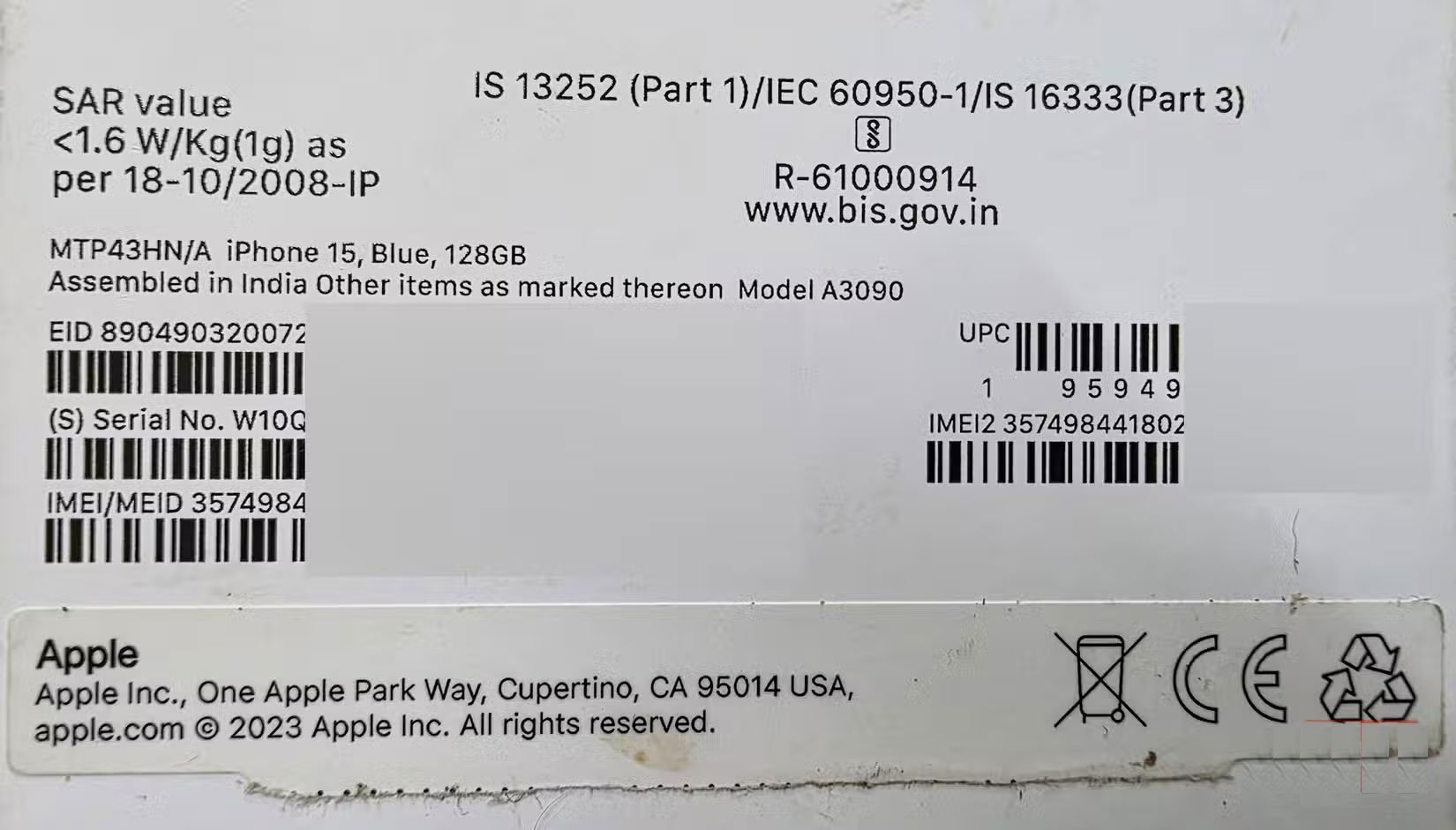 Lấy thông tin chi tiết về IMEI của iPhone từ hộp sản phẩm