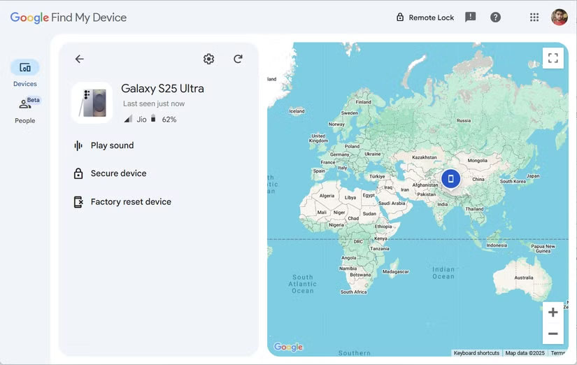 Mở Find My Device của Google