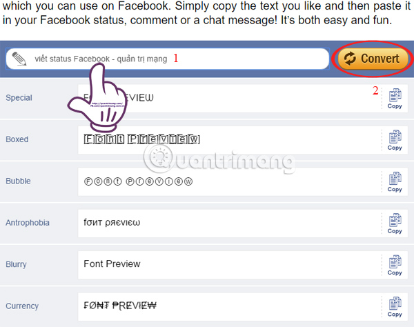 Viết status Facebook bằng font chữ khác lạ