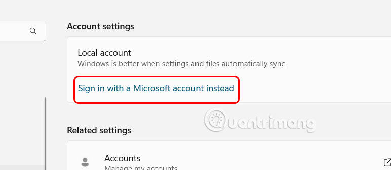 Đăng nhập Microsoft trên Windows 11