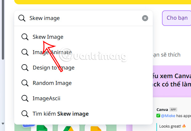 Công cụ Skew image trên Canva