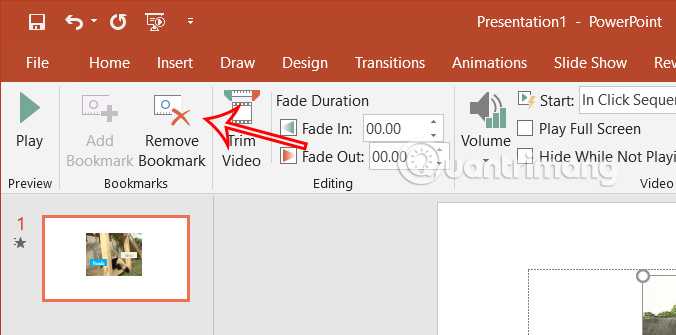Xóa bookmark trong video PowerPoint