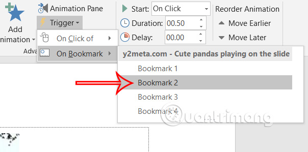 Liên kết với bookmark 2 trong video PowerPoint