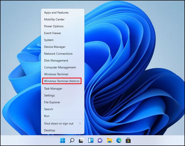 Tùy chọn Windows Terminal (Admin)