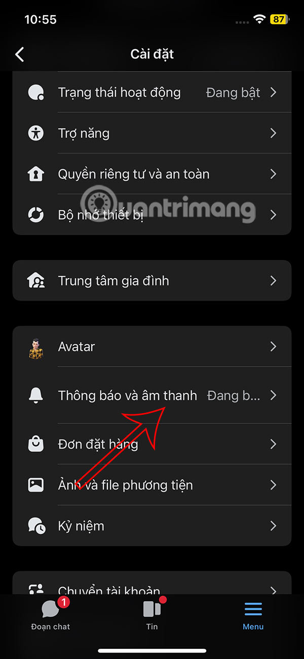 Chỉnh thông báo Messenger