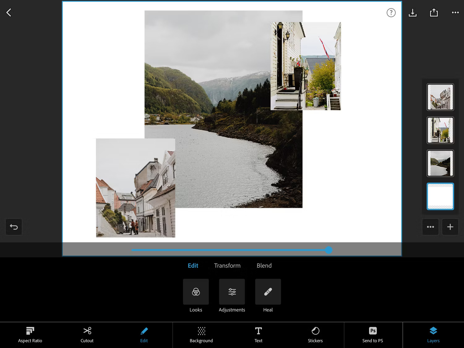 Các hình ảnh đã được thêm trong Photoshop Express
