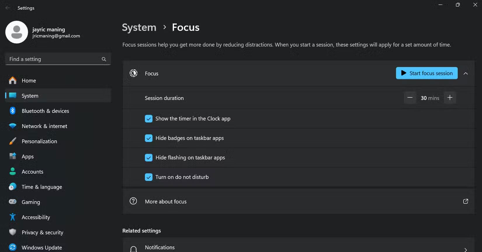 Thiết lập tính năng Focus Assist của Windows
