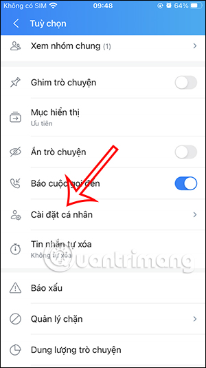 Cài đặt cá nhân Zalo