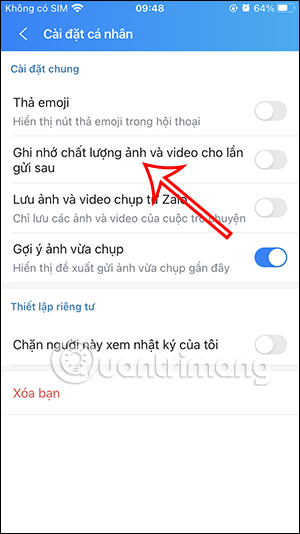 Lưu chất lượng gửi ảnh trên Zalo