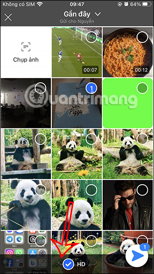 Chọn chế độ gửi ảnh HD Zalo