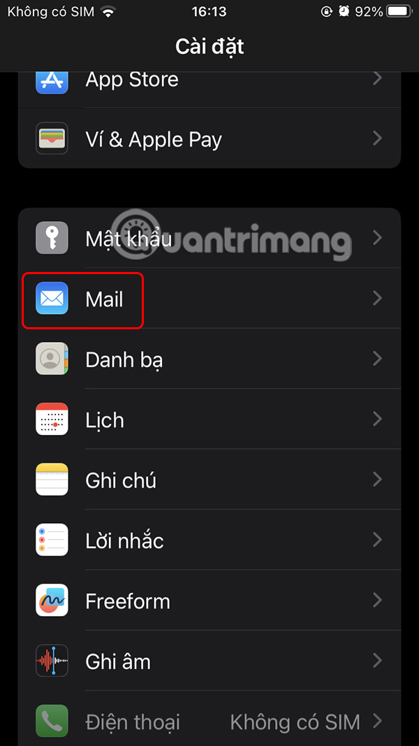 Chỉnh Mail trong iPhone