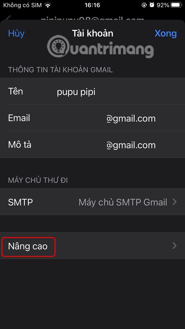 Chỉnh mail nâng cao