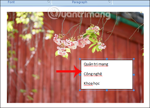 Nhập chữ vào khung