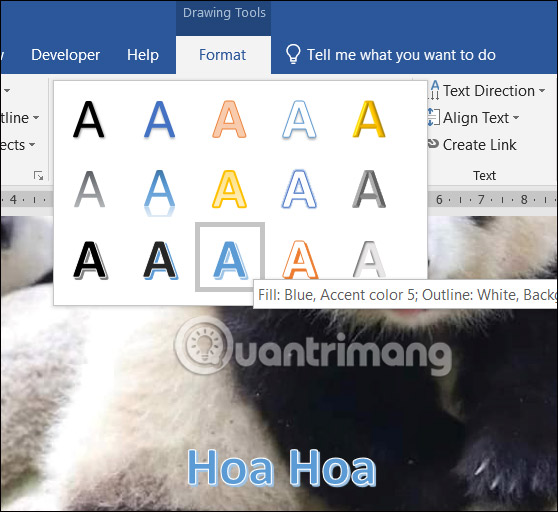 Chỉnh chữ WordArt trong Word