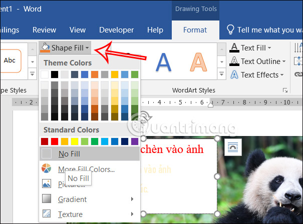 Chỉnh viền chữ chèn trong ảnh Word