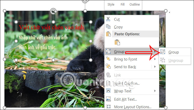 Nhóm chữ và ảnh trong Word