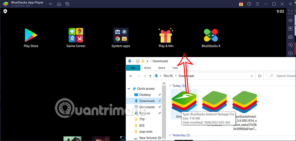 Kéo file APK vào BlueStacks